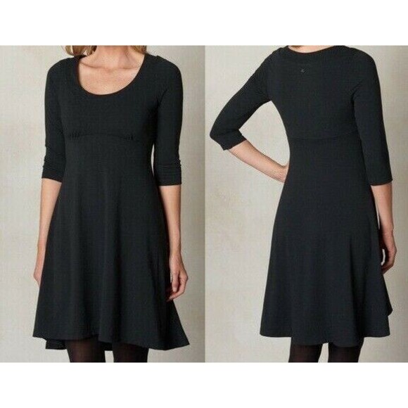 New Womens NWT PrAna Cali Black Dress XS Long Sleeves Recycled - Picture 1 of 6